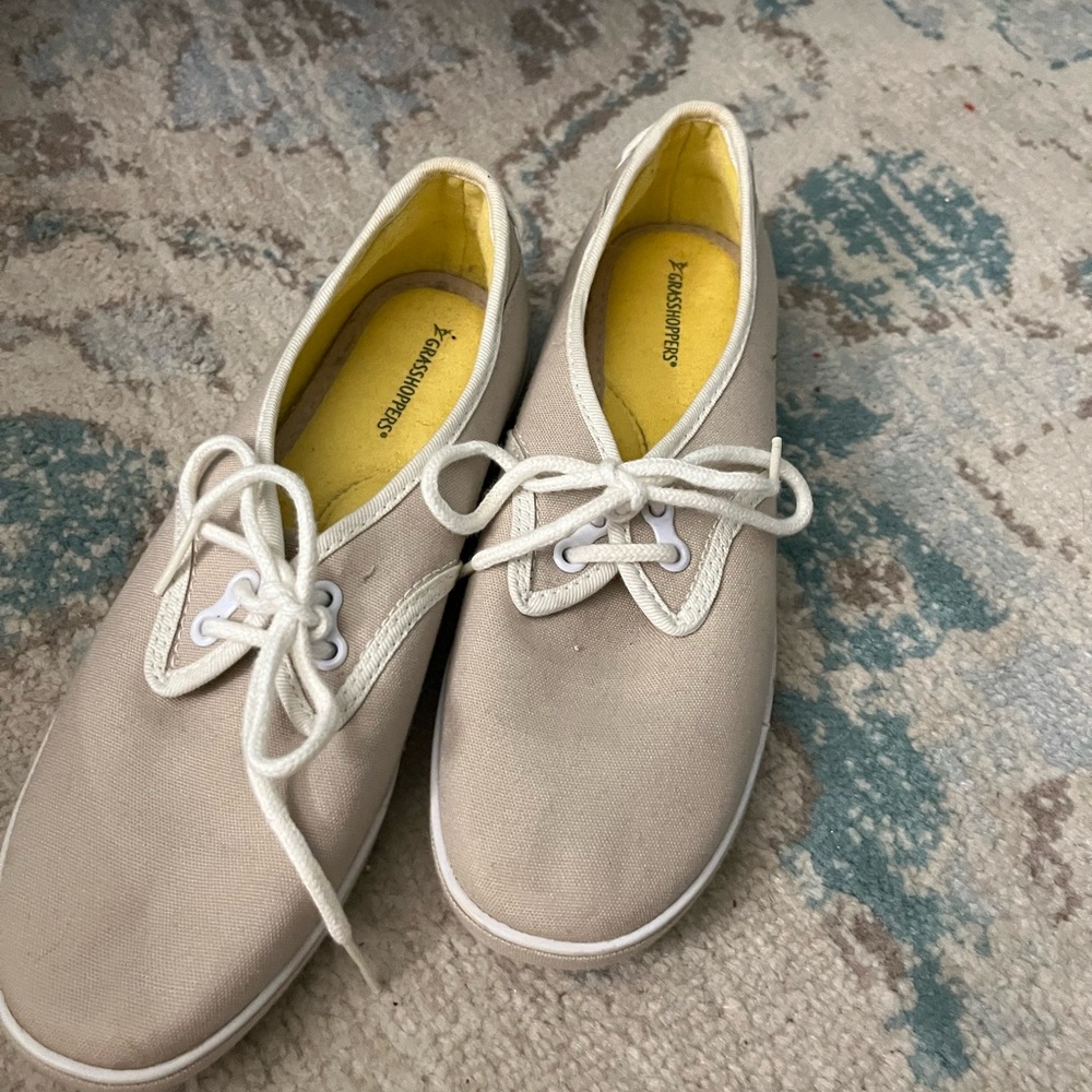 Grasshoppers Beige Canvas Lace-Up Sneakers with Yellow Insole